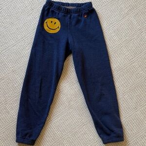 Aviator Nation Navy Joggers with Yellow Smiley